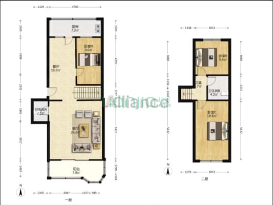 房本满五，南北通透，跃层，有小房。。。。。。。。。-户型图