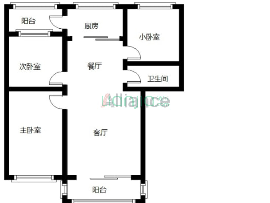联合小区四号院3室2厅1厨1卫，明厨 户型方正-户型图