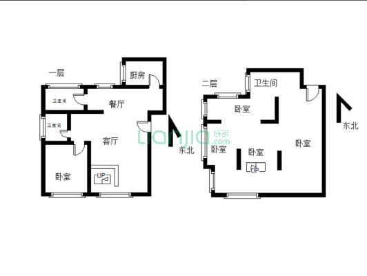 央墅买一层用两层，5室两厅，交通便利-户型图