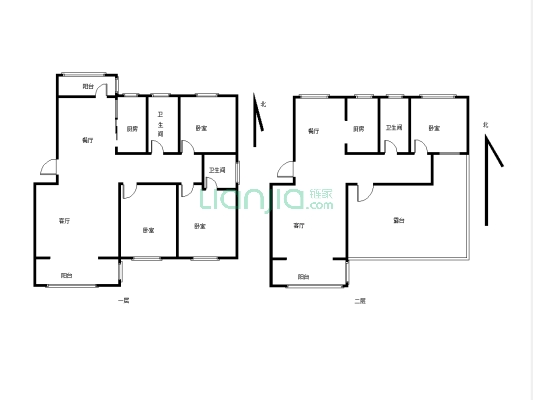 林海花园五室两室两厅两卫，证满二，看房方便-户型图