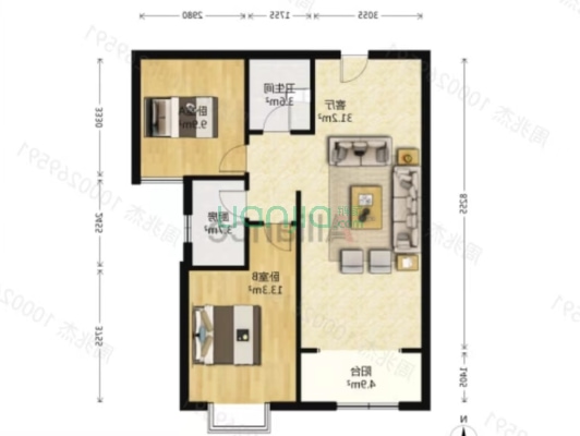 总高18层，户型方正，中高楼层，小区环境优美-户型图