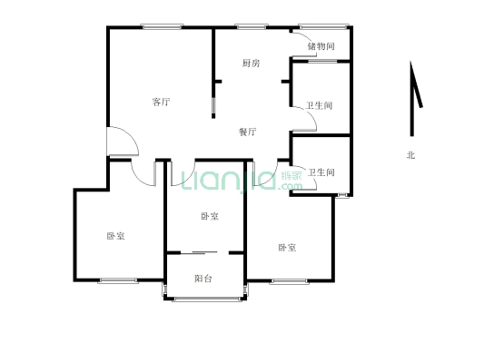 中房锦绣花园 精装三室两厅j电梯洋房户型方正居住舒适-户型图