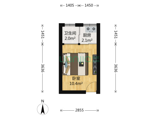 凯伦花园 1室0厅 128万