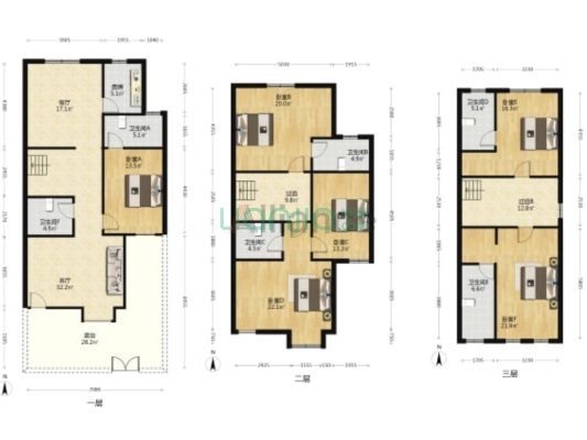 哈弗小镇联排别墅，房本满二带地下室，打造绿色生态社-户型图