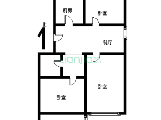 市直小区 3室1厅 南 北-户型图
