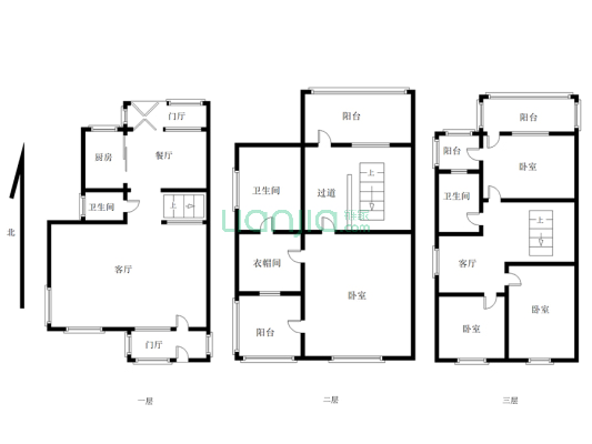 市区 竹语堂 70年产权 双拼别墅 地上三层急售-户型图