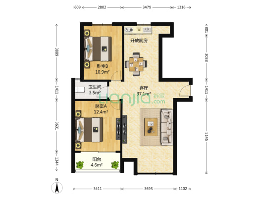 亚星蓝图 2室1厅1卫 92平方