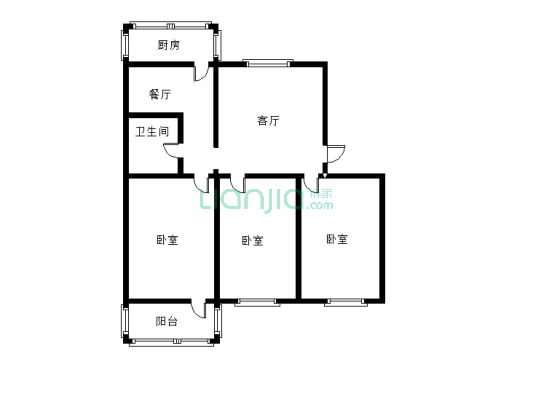 东安小区 物探五号院 小三居 中间楼层-户型图