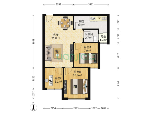 城南世家 3室1厅1卫 68平方