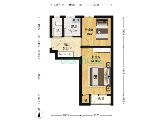 港沟小区 2室1厅1卫 47平方