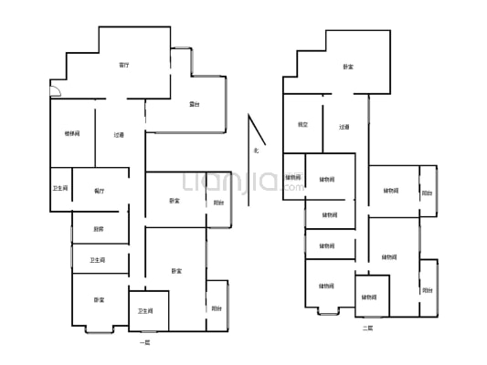 河边跃层 5室3厅 交通便利  出行方便 适合居住-户型图