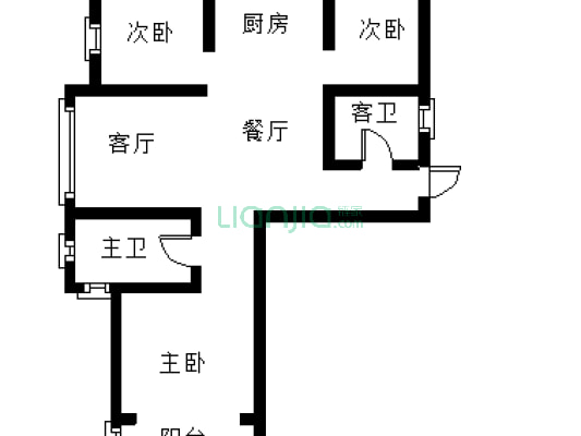 卓月城北京未标准三居，双卫，适合安家！-户型图