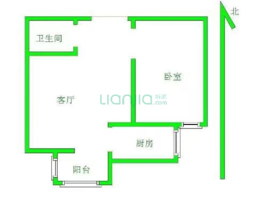 秀兰尚城 1室1厅 南-户型图