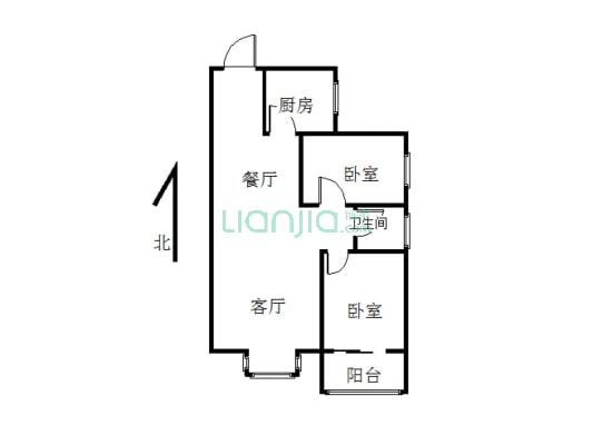 小高层 有证有暖 2房 .小区绿化面积大 出行方便-户型图