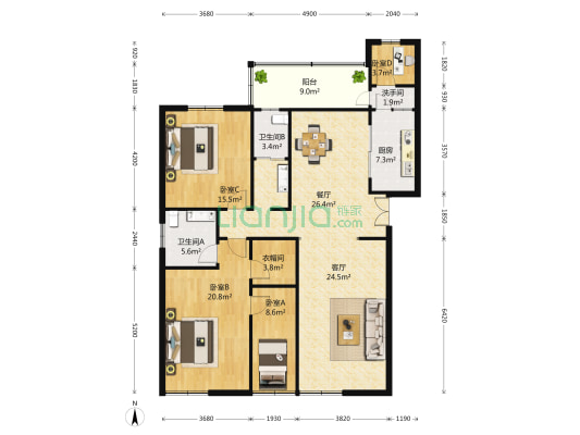虹桥华庭 4室2厅3卫 160平方