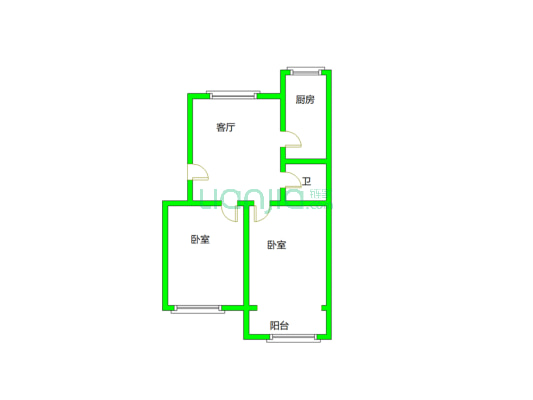 联合小区五号院 2室1厅 南 北-户型图