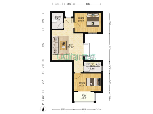 天保郦景社区为南北两排九栋高层，电梯板式精英寓所-户型图