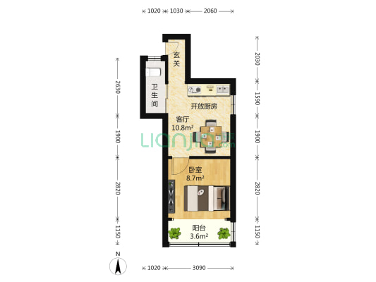 洛川中路1100弄 1室1厅1卫 35平方