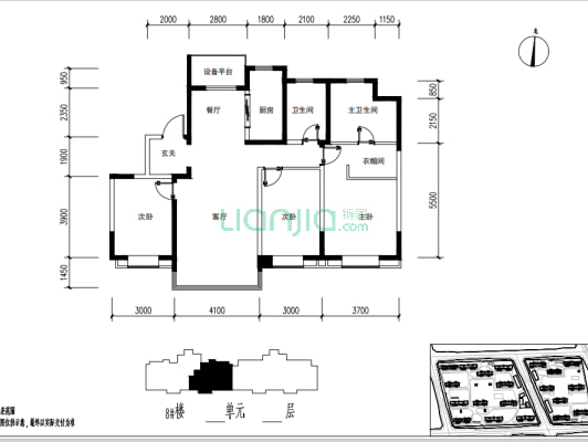 中船涿州府 4室2厅 南 北-户型图