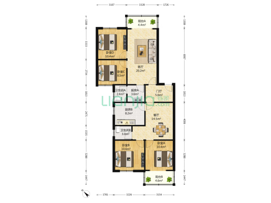 清溪南街18号 4室2厅2卫 128平方