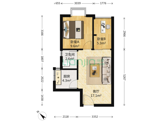 新桥逸景C区 2室1厅1卫 49平方