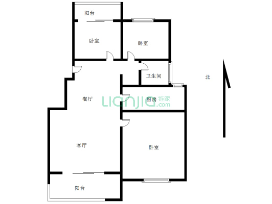 紫荆城 毛坯三房 有证满两年，可以分期-户型图