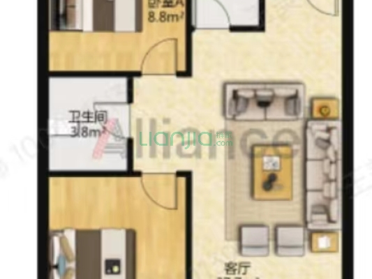 香邑溪谷悦都小区 2室2厅 南 北-户型图