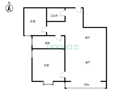 水岸花城 南向两居 环境好集中供暖 出行方便-户型图
