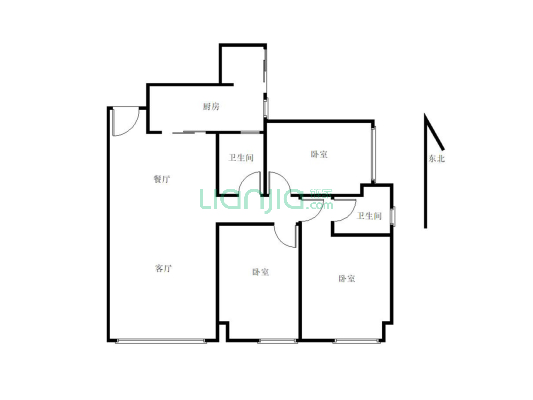 精装三房 二梯四户 得房率高 地理位置优越 拎包入住-户型图