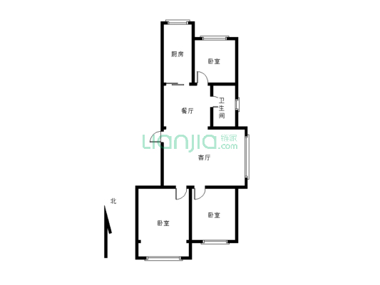 金宇国际A区，全明户型，独立三居室-户型图