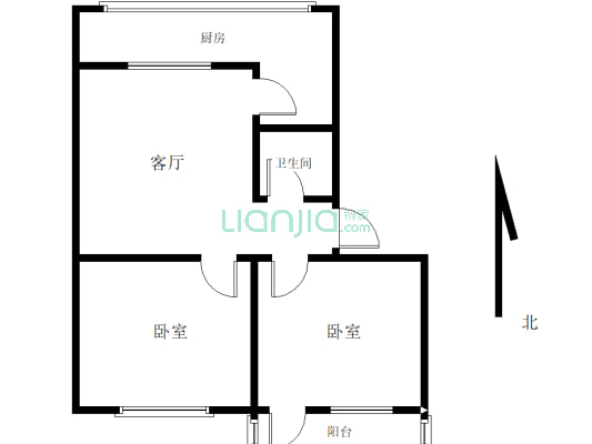 东环路怡和小区院内多层78.5平两室一厅一厨一卫-户型图