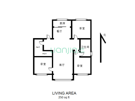 此房为舒适三居室格局很好南北通透设计合理利用空间大-户型图