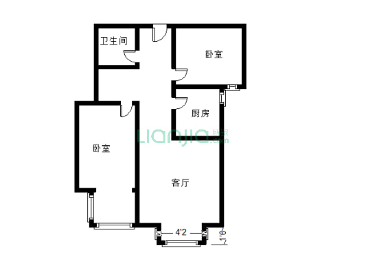 水尚仁佳 2室1厅 南 北-户型图