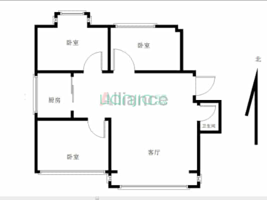 隆城国际精装三居室，好楼层，诚心出售-户型图