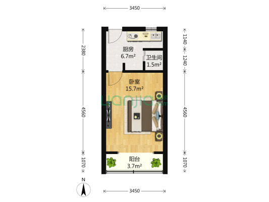 新村路400弄 1室0厅1卫 34平方