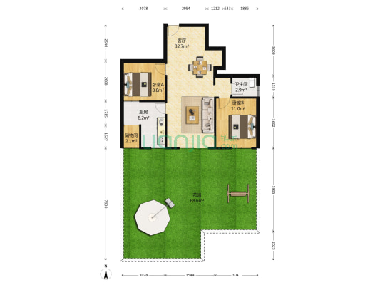 嘉美华凯 2室1厅1卫 89平方