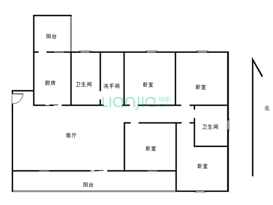 沱东圣高片区 圣桦名城 129平清水大套四 通地下室-户型图