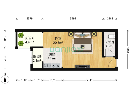 广益大厦 1室0厅1卫 50平方