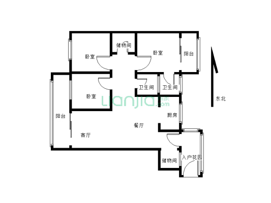 正和滨江国际A区 3室2厅 西北-户型图