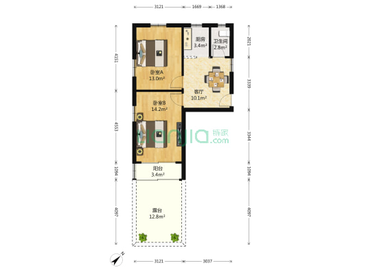 汉中门外大街 2室1厅1卫 59平方