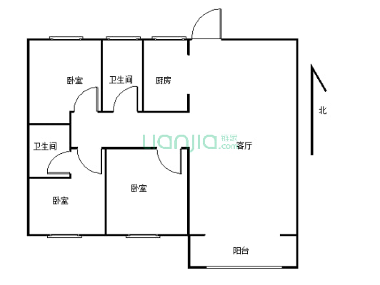 开源路南段九龙广场133平三室现房，随时可以看房-户型图