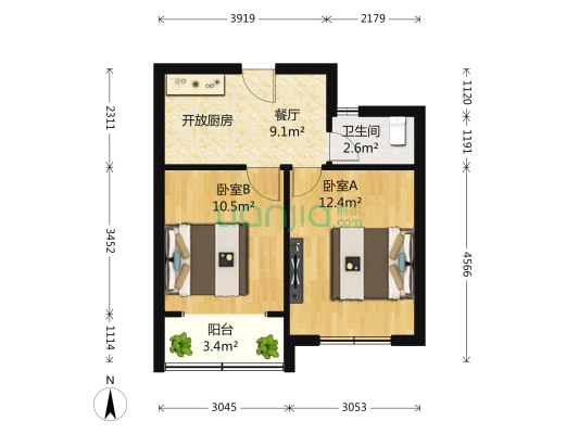 永康路141弄 2室1厅1卫 52平方