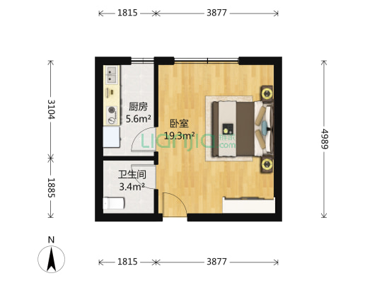 SOCO公社 1室0厅1卫 44平方