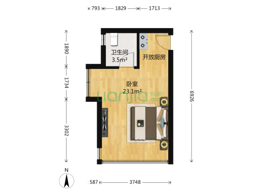 居易时代 1室0厅1卫 34平方