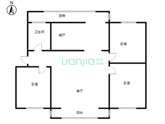 华阳水电单位房户型方正  南北通透  客厅两个卧室朝南-户型图