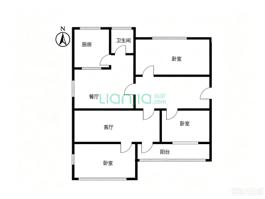 学园小区 3室2厅 南 北-户型图