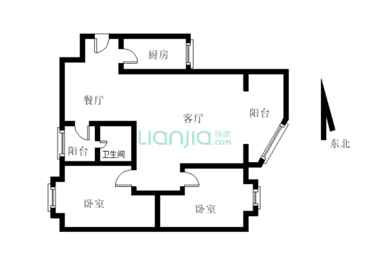 上江北，精装两房，矮楼层，业主城心低价出售-户型图