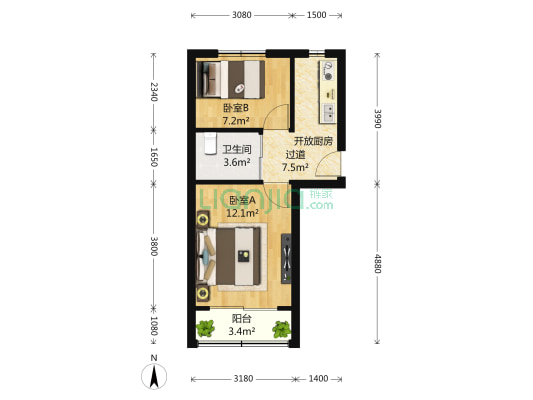 番禺路323号 2室0厅1卫 47平方