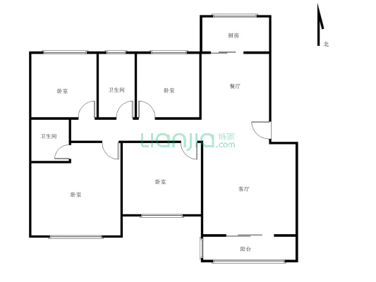 南乐林海花园，步梯二层，四室两厅两卫-户型图