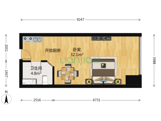 和达城 1室0厅1卫 57平方
